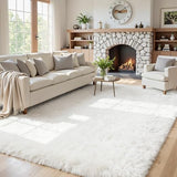 5x8 Fluffy Shag Area Rugs for Living Room Bedroom: Soft Plush Carpet White