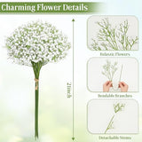 MARTINE MALL Babys Breath Artificial Flowers, 10 PCS White Baby Breath Flowers Artificial Bulk, Fake Babys Breath Gypsophila Real Touch Faux Babys Breath for Wedding Floral Arrangement Home Decor