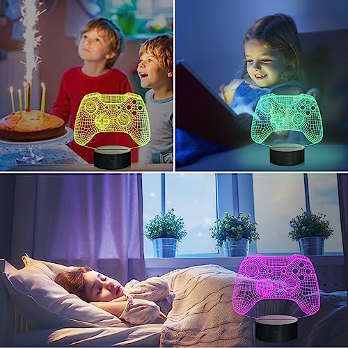 Attivolife Gamepad 3D Illusion Lamp with Remote Control + 16 Color Changing, Game Glowing Water Bottle 14 OZ BPA Free, Best Gift for Boy Men