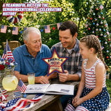 Lighted 4th of July Star Tree Topper, LED USA 250th Anniversary Wooden Patriotic Star Treetop Decoration, Battery Operated American Flag Star for Christmas Tree Independence Day Party Decor