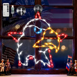 13.7" 4th of July Window Silhouette Light, 4th of July Eagle Decorations with 60 LED Red White Blue Lights, USB Powered with Remote & Timer, Independence Day Decoration for Indoor & Outdoor