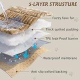 PuTian 100% Waterproof Fuzzy Couch Cover for Dogs Washable Non-Slip Couch Protector Pet Friendly Dog Mat for Couches and Sofas - 27.6''X27.6'' 70cmX70cm Khaki