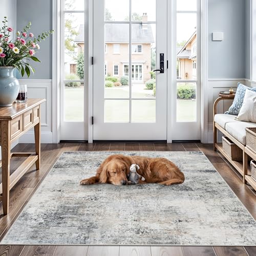 4x4 Rug Square Washable: Non Slip Abstarct Entryway Area Rugs