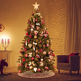 N&T NIETING Christmas Tree Skirt, 30 Inch Rustic Burlap Tree Skirt with Red Truck and Letter Printed Christmas Tree Mat for Xmas Holiday Party Decoration