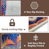 Washable Entrance Door Mat, Non-Slip Vintage Hallway Rug Runner with Upgrade Rubber Backing, Stain Resistant Faux Wool Distressed Carpet Runner for Bedroom, Kitchen, Laundry, Entrance (35.4" x 23.6")