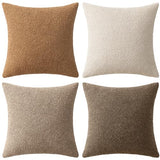 MIULEE Pack of 4 Decorative Textured Boucle Throw Pillow Covers 18x18 Inch Neutral Brown Accent Solid Pillow Cases Couch Cushion Covers for Modern Farmhouse Boho Chair Sofa Bed Room Home Decor