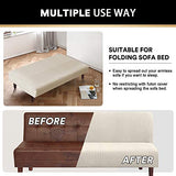 Stretch Armless Futon Cover Futon Slipcover Full Queen Size Couch Cover Futon Sofa Bed Cover Furniture Protector with Elastic Bottom, Machine Washable, Biscotti Beige
