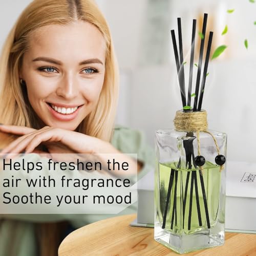Glass Reed Diffuser Set of 4 - 5oz/155ml Clear Empty Essential Oil Diffuser Bottles with Caps and Reeds - Decorative Bottle Set - Bulk Reusable Apothecary Perfume Jar Gift