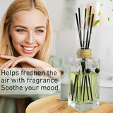Glass Reed Diffuser Set of 4 - 5oz/155ml Clear Empty Essential Oil Diffuser Bottles with Caps and Reeds - Decorative Bottle Set - Bulk Reusable Apothecary Perfume Jar Gift