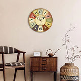 VIKMARI 8 Inch Silent Non-Ticking Wall Clock Arabic Numerals Retro Clocks Wooden Decorative Round Wall Clocks Battery Operated Indoor Wall Clocks Paris French Rustic Style Home Decor Wall Clock