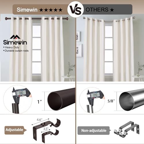 SIMEWIN Heavy Duty Curtain Rods for Windows 28 to 48 Inches, Bronze Curtain Rods with Classic Finials for Bedroom, Living Room, Patio, Kitchen