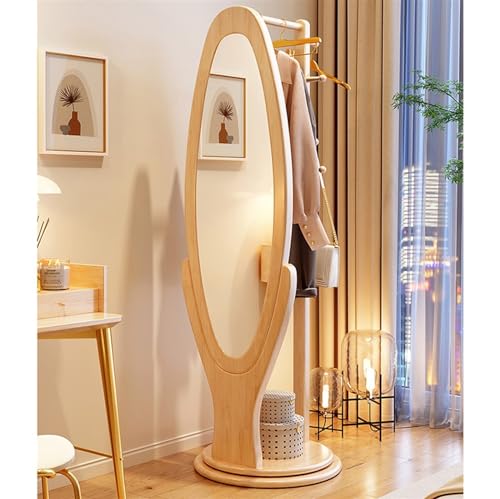 Full-Length Mirror Full-Body Floor Mirror, Rotatable Coat Rack, Bedroom Multi-Functional Fitting Mirror and Clothes Hanger Combination Full Length Floor Mirror (B)