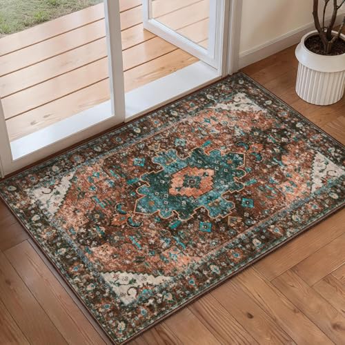 Ciicool Washable 2x3 Entry Rug, Small Rugs for Entryway Kitchen Bathroom Door Mat Indoor Entrance, Non Slip Rubber Backing, Stain & Fade Resistant,Oriental Low-Pile Throw Carpet
