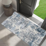 2x4 Rug for Entryway Washable: Non Slip Abstract Runner for Kitchen Blue