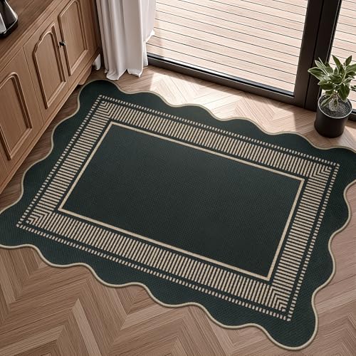 Easy Jute Outdoor Mats for Front Door, 2x3 Small Washable Kitchen Rugs, Farmhouse Black Throw Rug Non Slip Indoor Outdoor Carpet for Porch Entryway Foyer