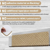 PURE ERA Bullnose Carpet Stair Treads Set Tape Free Non-Slip Indoor Stair Protectors Pet Friendly Rugs 9.5" x 30"(14 Pieces,Khaki Mini-Diamond Trellis)