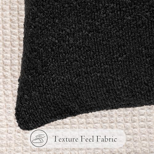 Boucle Lumbar Pillow Cover 14x24 inch Black