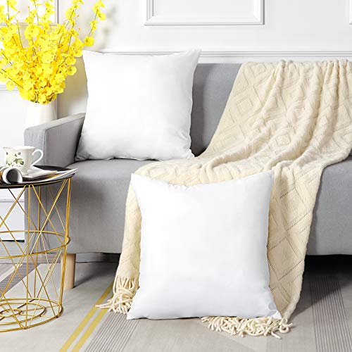 OTOSTAR Throw Pillows Inserts 20x20 Inches, Set of 8 Square Form Cushion Stuffer for Couch, Sofa, Bed - Indoor Decorative Pillows Inserts - White