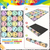 3.3x6.6 ft Pastel Smile Face Classroom Rug Composition Notebook Play Carpet Educational Area Rug Pastel Face Play Mat Non-Slip Back to School Floor Mat for Teaching Playroom Nursery Daycare Home Decor