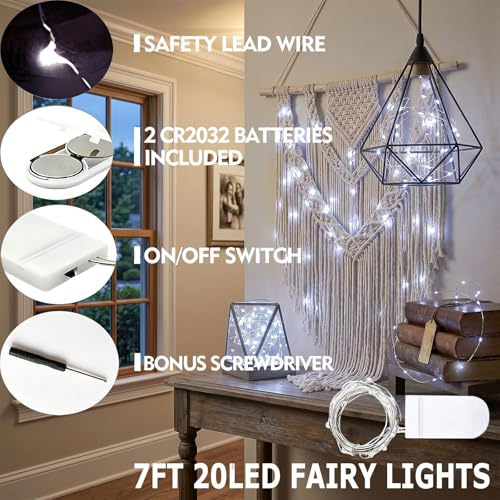 Bexdir 12 Pack Fairy Lights Battery Operated,7ft 20 LED Waterproof Silver Wire String Lights, Firefly Starry Lights for DIY Mason Jars Wedding Table Centerpieces Party & Bedroom Decor (Cool White)