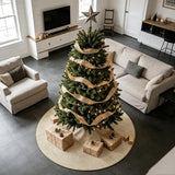 yuboo 48 Inch Burlap Christmas Tree Skirt, Brown Jute Linen Tree Mat, Summer Rustic Farmhouse Boho Tree Skirt with Ties for Holiday Tree Decor