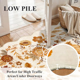 3X5 Fall Floral Area Rug: Throw Autumn Pumpkin Holiday Doormat Beige-Gold