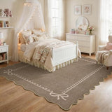 Garvee Scalloped Bow Rug for Living Room Washable Solid Brown 8x10 Area Rug