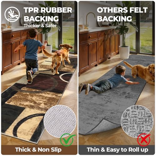 2x6 Washable Modern Abstract Runner Rug Non-Slip for Hallways