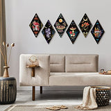 Sintuff 6 Pieces Gothic Wall Decor Boho Sun Moon Phases Wall Art Gothic Minimalist Stars Sun Hanging Wooden Home Decor Farmhouse Pediments for Gallery Living Bedroom Room(Mushroom)