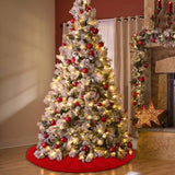 YUJUN 48 Inches Christmas Knitted Tree Skirt Decorations Xmas Large Red Chunky Cable Farmhouse Thick Rustic Tree Skirt for Merry Christmas Tree Holiday Home Party Decoration