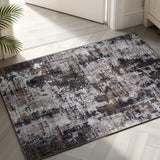 Sasttie 2x3 Entryway Area Rug, Modern Abstract Small Carpet, Black & Brown