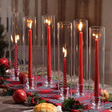 Volens Hurricane Glass Candle Holders - Set of 12 Candlestick Holders for Taper Candles with Windproof Cylinder Covers 14" Tall Clear Glass Chimney Cover for Wedding Table Centerpiece Fall Home Decor