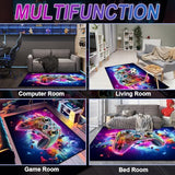 Gaming Area Rug Teen Boys Carpet, 3D Transparent Gamepad and Colorful Bomb Background Game Controller Design for Game Room, Gaming Room, Boys Girls Bedroom Playroom, Living Room (60" x 40")