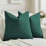 Pack of 2 Faux Linen Throw Pillow Covers 16x16 Inch,Teal
