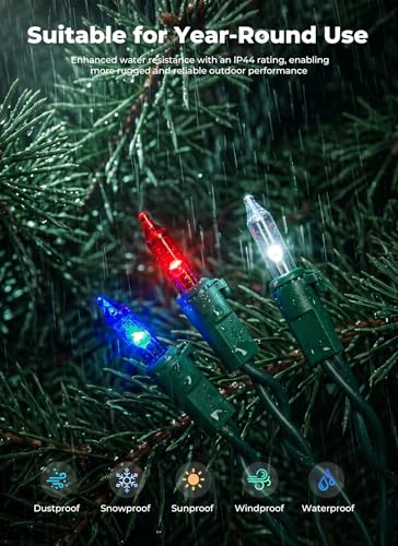 Minetom Red White Blue LED Christmas String Lights, 100 Count 20 Feet 4th July Decoration, Independence Day Decoration, Patriotic Mini Lights Waterproof for Indoor Outdoor Xmas Holiday Party Patio