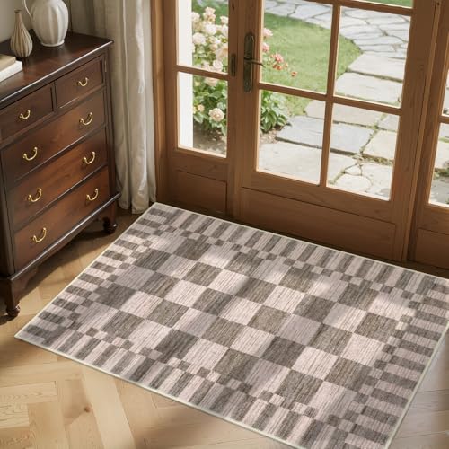 GarveeHome Checkered Washable 2x3 Rug Small Area Rugs Non-Slip for Entryway