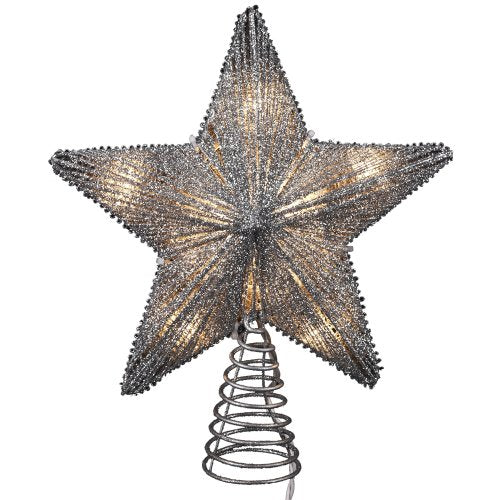 Kurt Adler 10-Inch Silver Star Treetop with 10 Mini UL Lights