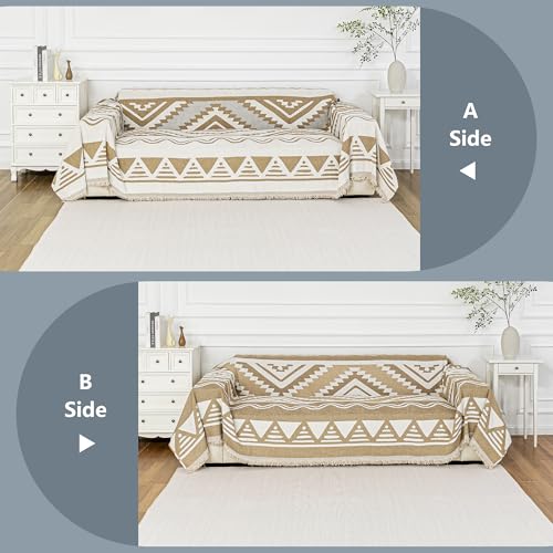 MYSKY HOME Couch Cover for Sectional Sofa Set for Dog Cat Pets Couch Cover 3 Seat Sofa Chenille Boho Geometric Furniture Sofa Cover Washable Couch Protector Multi-Use Couch Covers Blanket,71" X134"