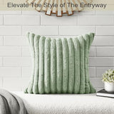 Volcanics Pack of 1 Double-Sided Faux Fur Sage Green Pillow Covers 18x18