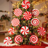 12Pcs Large Candy Christmas Tree Decorations Peppermint Lollipop Christmas Picks for Tree, 7.87" Red and White Candy Ornaments, Plastic Candyland Tree Topper for Xmas Holiday Party Vase Decor