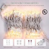 Meteds Christmas Lights 100 Count Clear White Wire UL Certified Connectable Warm White String Lights for Christmas Tree,Garland,Home,Patio, Wedding,Party,Festival Decor