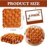 Wenqik 2 Pcs Knot Pillows Square Knotted Plush Throws Soft Accent Pillows Decoration Cushion for Couch Home Office Living Room Bedroom Bed Sofa Decor, 12'' x 13''(Caramel,Crystal Velvet)