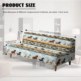 Aztec Western Armless Futon Cover Horse Stretch Armless Sofa Slipcover Navajo Southwestern Ethnic Washable Elastic Couch Furniture Protector for Bedroom Living Room