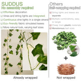 suddus Fake Vines with Lights Battery Operated, 20 LED 6.56FT Ivy Garland Fairy Lights with Timer, Leaf String Lights for Bedroom,Room,Window,Wall,Party,Garden,Wedding Indoor Decor (Warm White)
