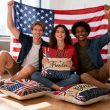 ONFAON 4th of July Freedom Throw Pillow Cover 18x18 Inch,Let Freedom Ring Stars Red White Flower Patriotic Independence Memorial Day USA Flag Cushion Case for Sofa Couch Set of 4