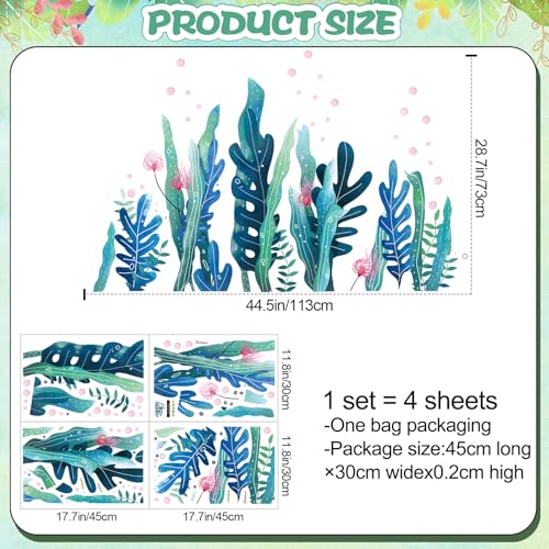 Amaonm 3D Under The Sea World Seaweed Grass Wall Decals, Removable Ocean Nature Scenery Baseboard Stickers DIY Art Decor for Wall Corner Nursery Bathroom Bedroom Living Room Kids Room Home Decor