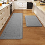 Kitchen Rugs Set of 2, Kitchen Mats for Floor,17x30+17x59 Grey
