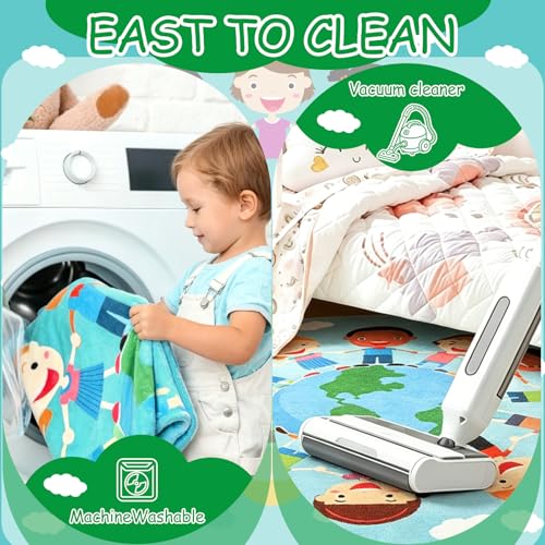 5.9 ft Large Circle Time Classroom Rug Elementary, Classroom Reading Corner Rug Back to School Reading Calming Corner for Preschool Kindergarten Learning Space Playroom Nursery(Children of the World)