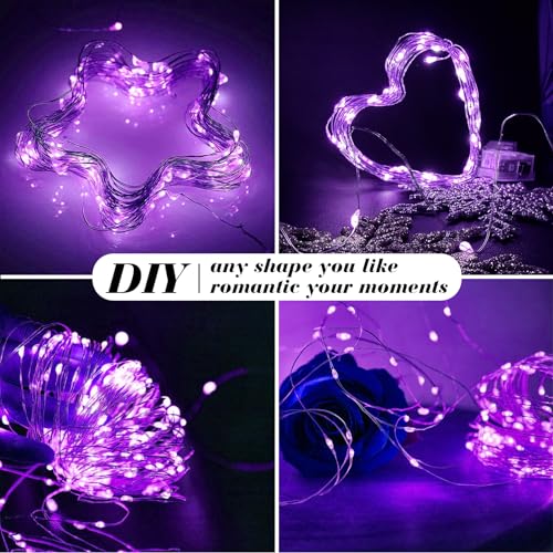 ZGWJ 12 Pack Fairy Lights Battery Operated, Purple Mini String Lights 7ft 20 LED Waterproof for DIY, Parties, Wedding, Bedroom, Christmas Decoration