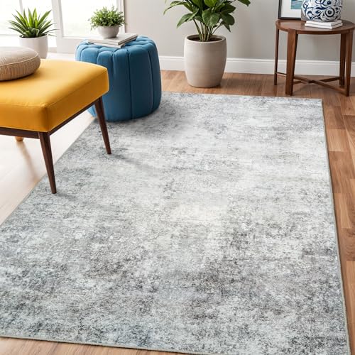 3x5 Area Rug for Entryway: Washable Non-Slip Rugs for Kitchen Grey